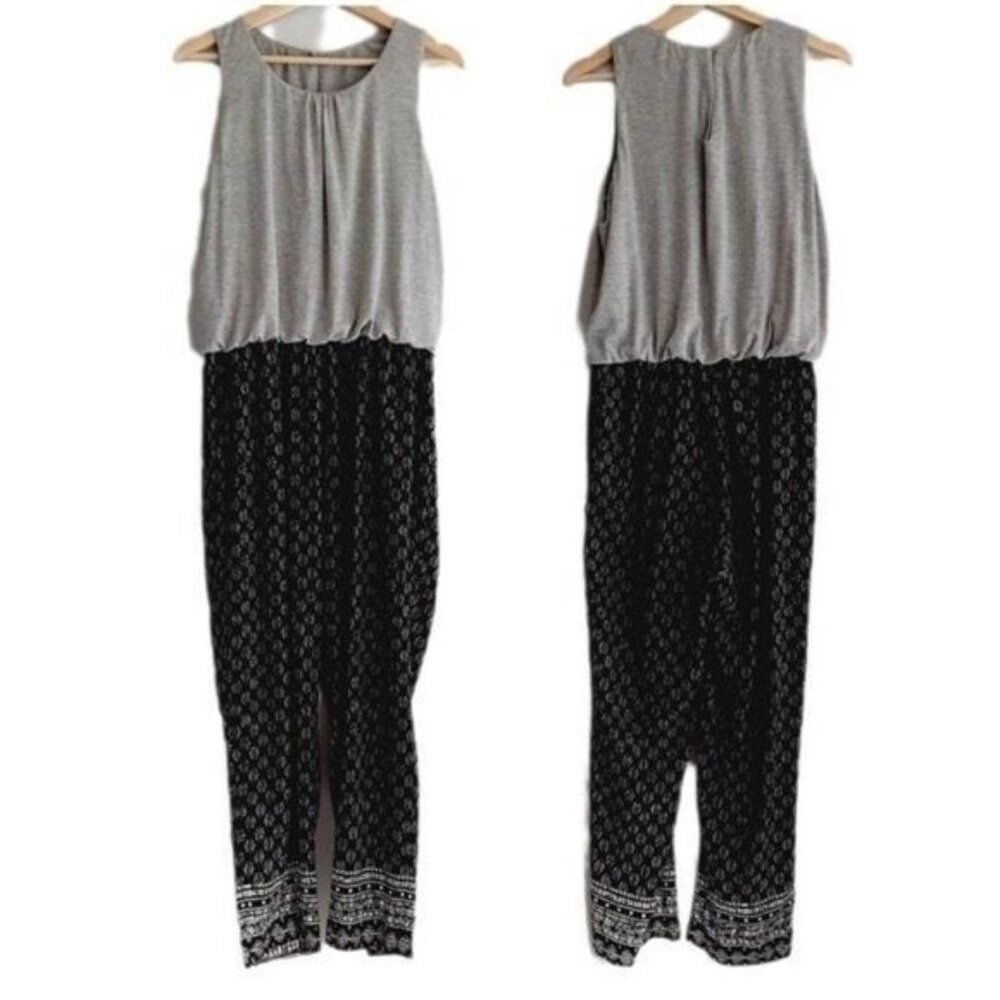 HEI HEI \ Rhodes Anthropologie Sleeveles Crop Jumpsuit Grey & Black Sz S